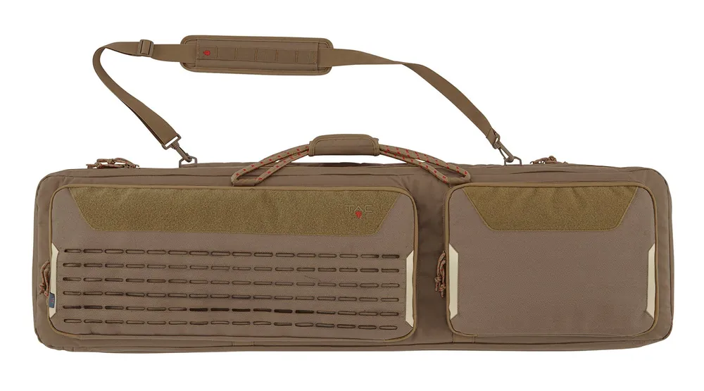 Tac Six Unit Tactical Rifle Case 46 Coyote Holds 2 Rifles with Large Exterior Pockets & Padded Shoulder Strap"