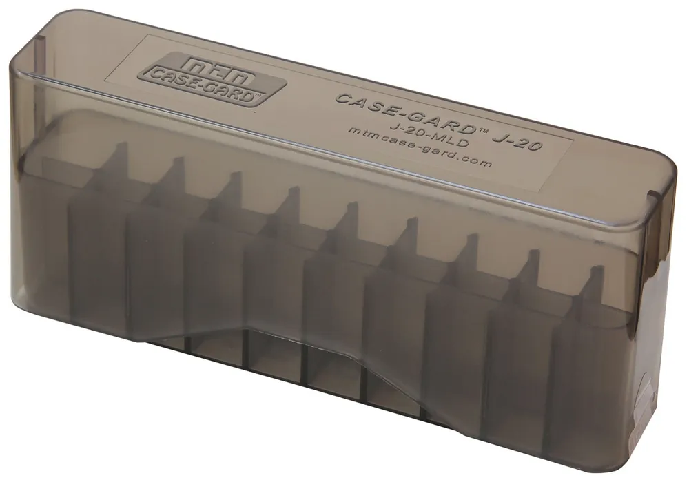 MTM Case-Gard Slip-Top Ammo Box 30-30 Win 45-70 Gov Rifle Clear Smoke Polypropylene 20rd