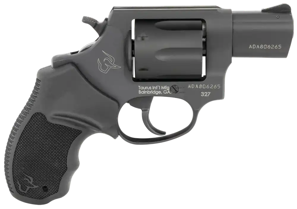 Taurus 2-32721 327 SA/DA 327 Federal Mag Caliber with 2" Barrel, 6rd Capacity Cylinder, Overall Matte Black Finish Carbon Steel & Finger Grooved Black Rubber Grip