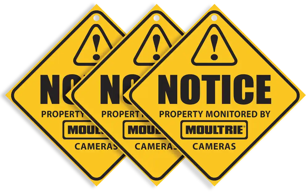 Moultrie MCA13133 Camera Surveillance Signs Yellow 3 Per Pkg