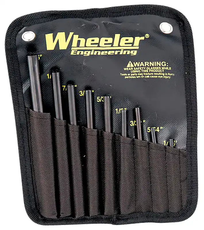 Wheeler Roll Pin Punch Set Starter Set Black/Yellow Steel Knurled Handle 9 Pieces