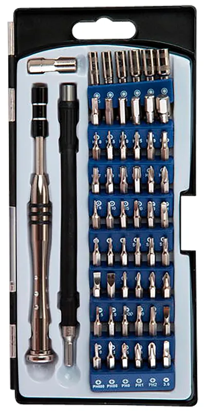 Wheeler Precision Micro Screwdriver Set Chrome Plated Steel Extendable Handle 58 Pieces