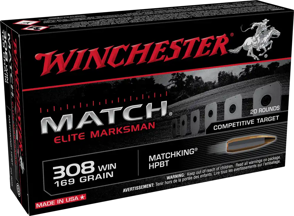 Winchester Ammo Match 308 Win 169 gr Boat-Tail Hollow Point (BTHP) 20 Bx/ 10 Cs