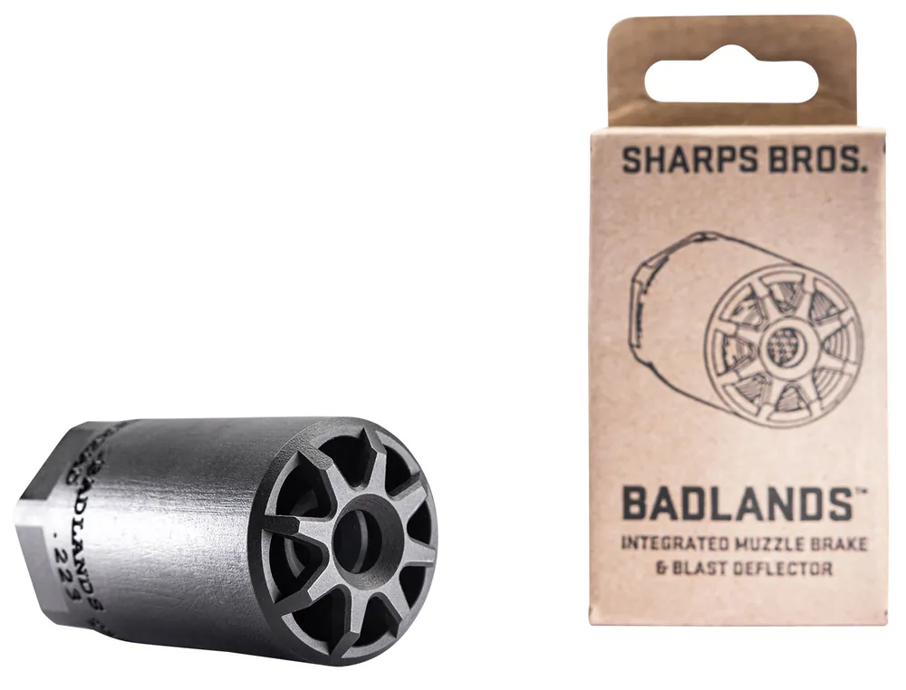 Sharps Bros Badlands with 1/2"-28 tpi Threads, 2.75"L, 1.50" Outside Diameter for Multi-Caliber (.223-.354)