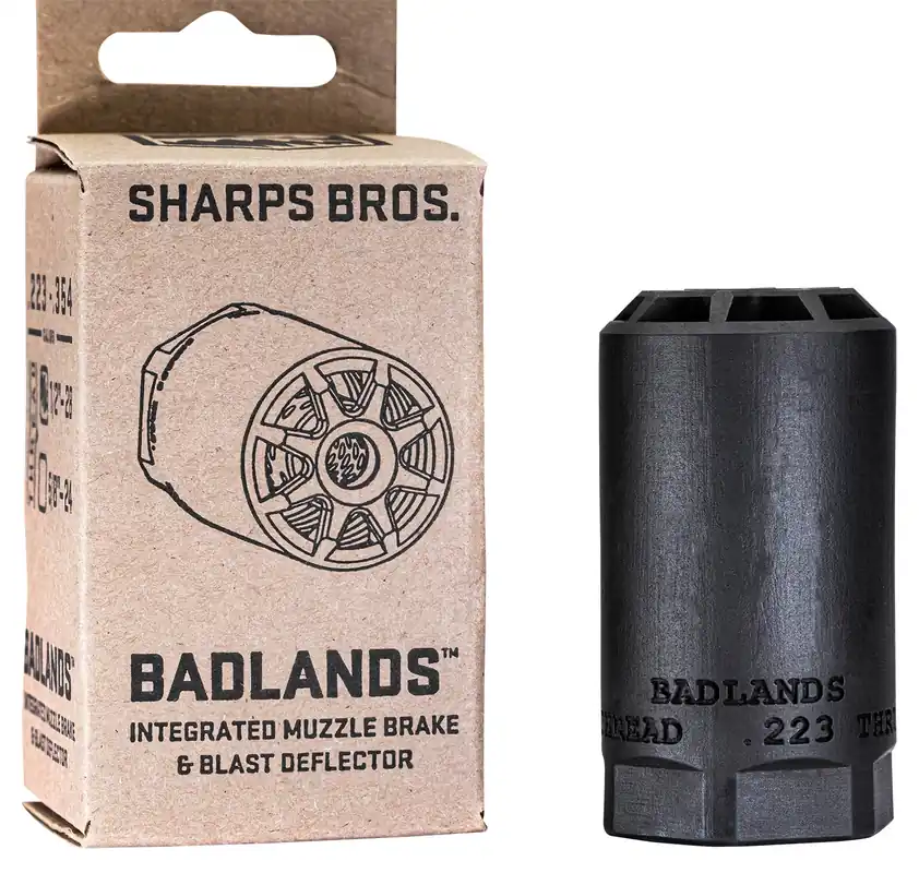 Sharps Bros Badlands with 5/8"-24 tpi Threads 2.75"L 1.50"D for Multi-Caliber (.223-.354) Full-Auto Rated