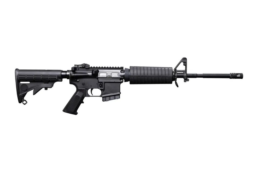 Bushmaster M4 Patrolman‘s CA Compliant 5.56 10+1 16" Barrel Flat-top Rec A-2 Front/Flip-up Rear Sight Adj Stock Black 0010011CA