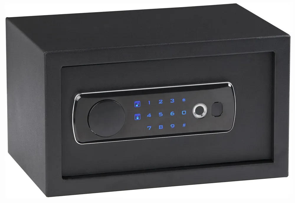 Bulldog Duo Digital Keypad/Biometric/Key Entry Black Powder Coat Steel Holds 1 Handgun LED Keypad