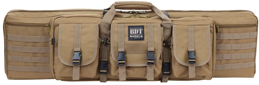 Bulldog BDT Tactical Rifle Case 38 Tan Nylon Large Exterior Pocket MOLLE Compatible Shoulder Strap"