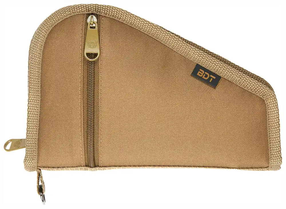 Bulldog Deluxe Pistol Case 12L x 6" H Tan Padded Nylon with Pocket & Sleeve for Handgun"