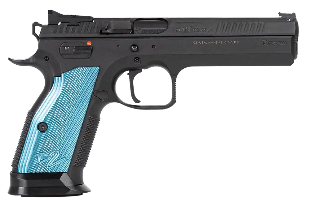 CZ-USA TS 2 .40 S&W 17+1 5.28" Overall Black Finish Steel Barrel/Slide/Frame Ambi Safety Blue Aluminum Grips FO Sights 91222