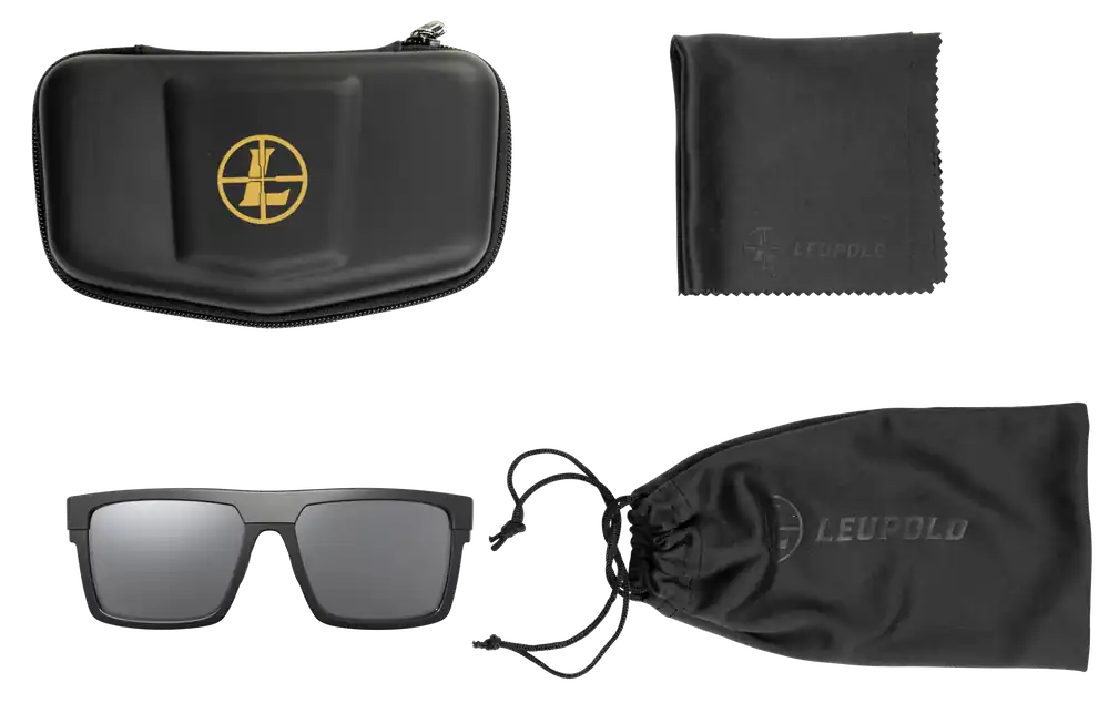 Leupold 179102 Becnara Polycarbonate Shadow Gray Flash Lens Matte Black/Gloss Black Polyamide Wraparound Frame Includes Carrying Case, Bag, & Lens Cloth