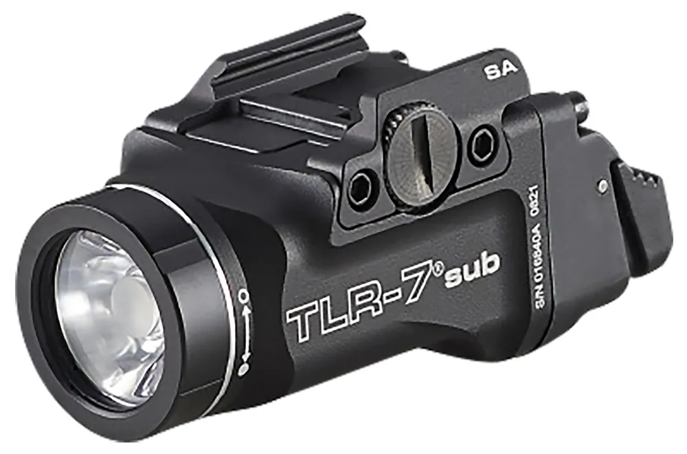 Streamlight TLR-7 SUB Ultra-Compact For Handgun Springfield Hellcat 500 Lumens Output White LED Light 140 Meters Beam Clamp Mount Black Anodized Aluminum