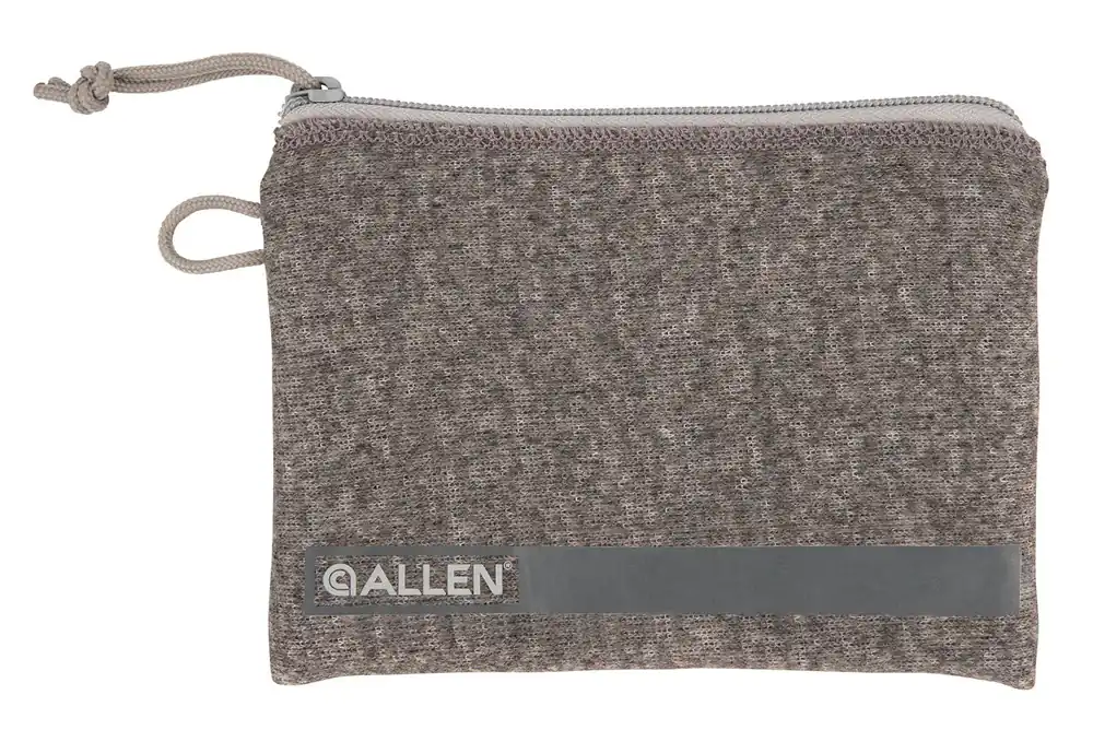 Allen Pistol Pouch made of Gray Polyester with Lockable Zippers, ID Label & Fleece Lining Holds Compact Size Handgun 5 L x 7" W Interior Dimensions"