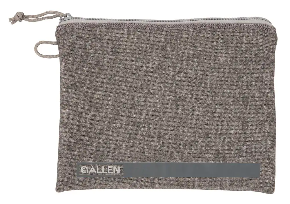 Allen Pistol Pouch made of Gray Polyester with Lockable Zippers, ID Label & Fleece Lining Holds Full Size Handgun 7 L x 9" W Interior Dimensions"