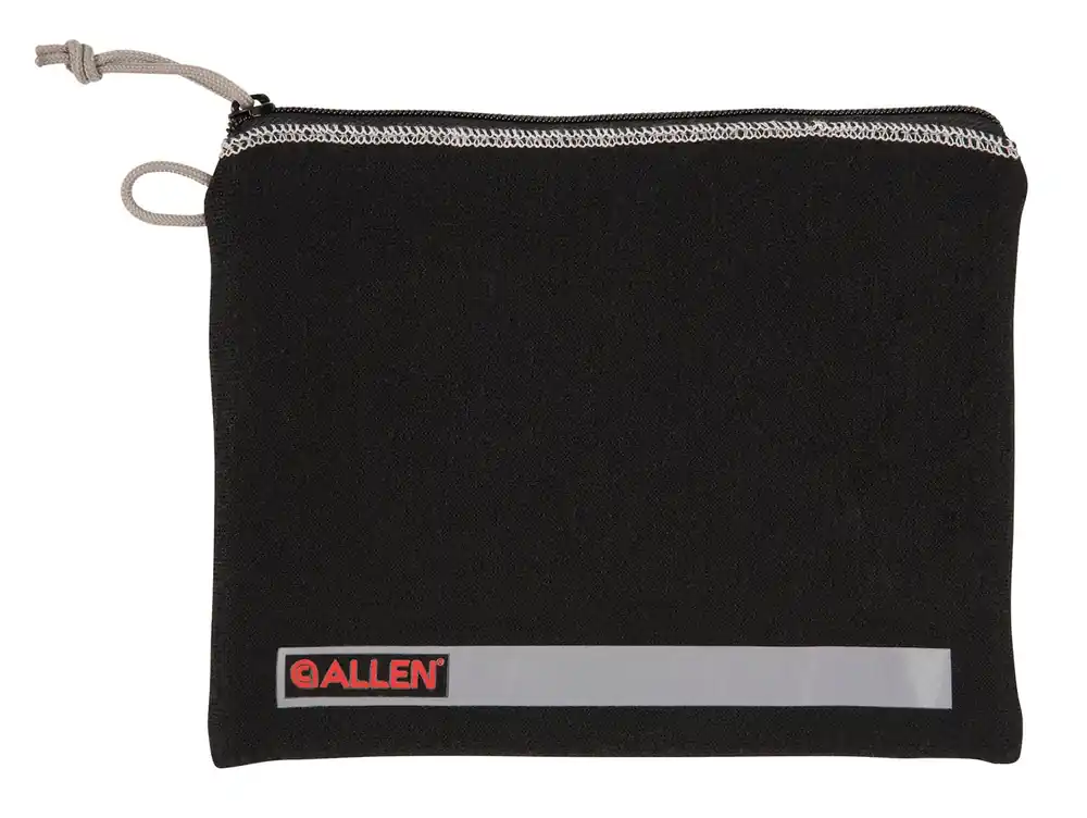 Allen Pistol Pouch made of Black Polyester with Lockable Zippers, ID Label & Fleece Lining Holds Full Size Handgun 7 L x 9" W Interior Dimensions"