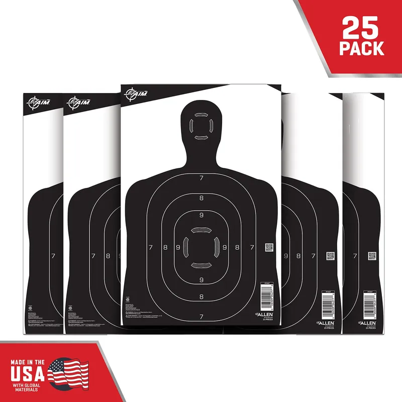 EZ-Aim Silhouette Paper Hanging 12" x 18" Black/White 25 Per Pkg