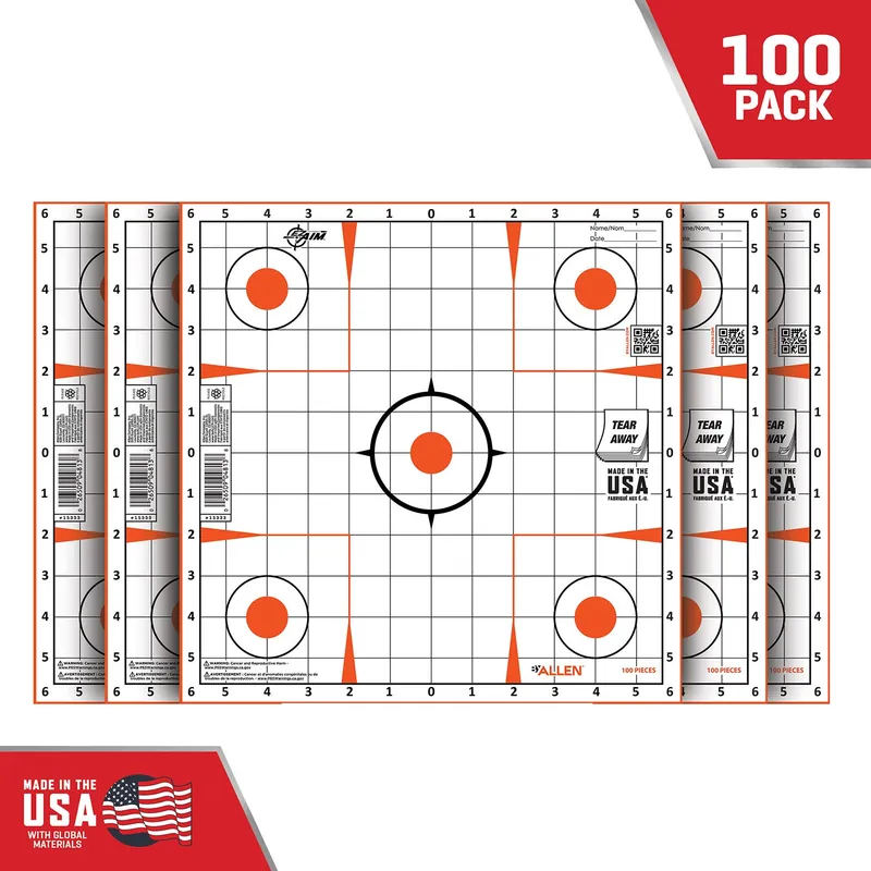 EZ-Aim Sight-In Grid Paper Self-Adhesive 12" x 12" Orange/White 100 Per Pack