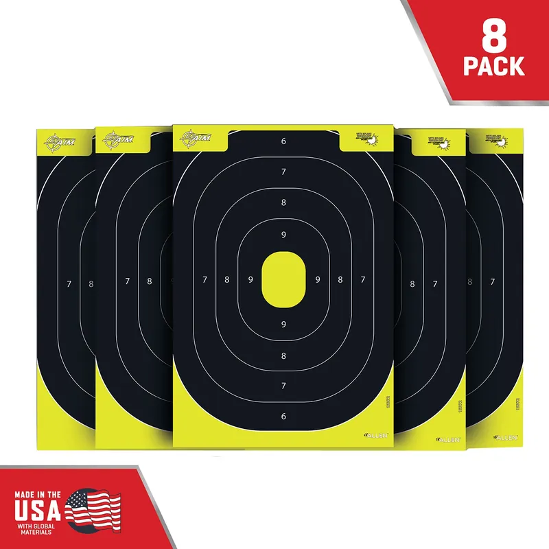 EZ-Aim Splash Reactive Target IPSC Silhouette Paper Hanging 12.50" W X 18.25" H Chartreuse/Black 8 Per Pkg