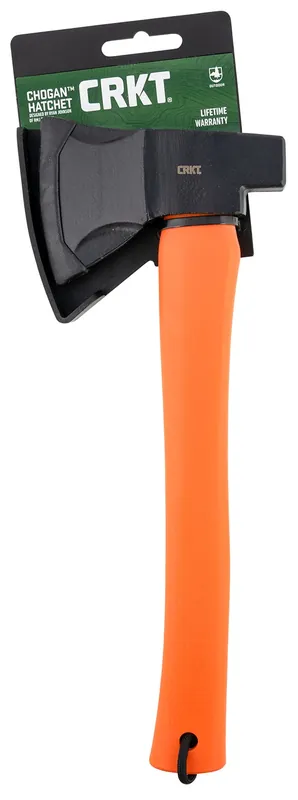 CRKT Chogan 3.16" Blade 1055 Carbon Steel Blade Orange GRN Handle 13.19" Long Axe w/Hammer