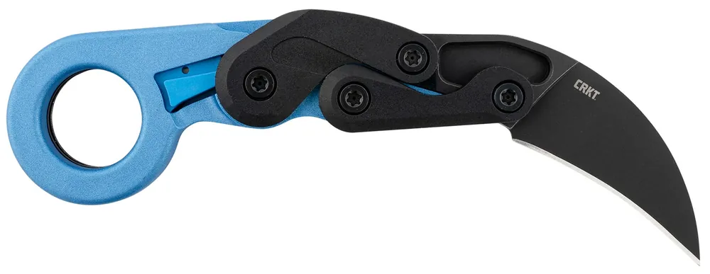 CRKT Provoke 2.47" Folding Hawkbill Plain Black Stonewashed 4116 Stainless Steel Blade/Blue Metallic Grivory Handle