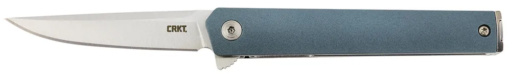 CRKT CEO Compact 2.61" Folding Plain Satin 4116 Stainless Steel Blade/ Blue GRN Handle Includes Pocket Clip