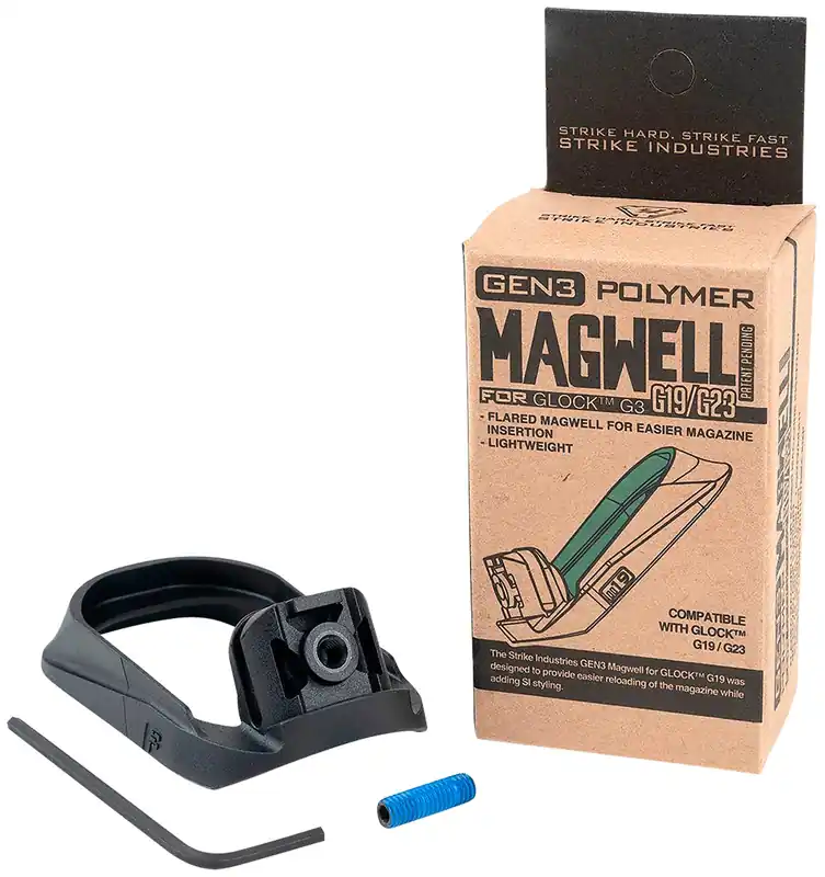Strike Industries Flared Magwell for Gen 3 Glock 19 & 23 Black Polymer G3MAGWELL19