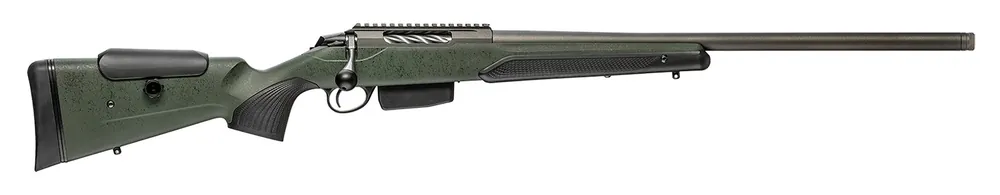 Tikka T3x Super Varmint 243 Win Rifle 23.7" Black Webbed Green JRTXRSV315