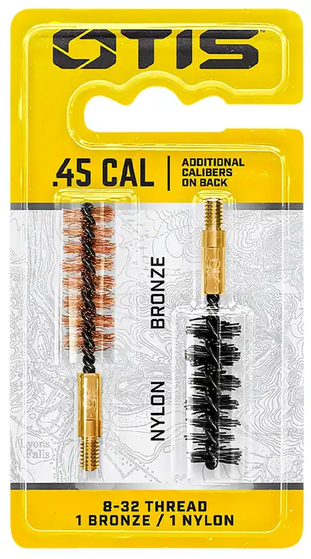 Otis Bore Brush Set 44 Mag/458/45/460/450/454 Cal 8-32 Thread 2" Long Bronze/Nylon Bristles 2 Per Pkg"