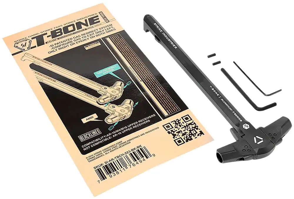 Strike Industries T-Bone Charging Handle .223/5.56x45mm Nato Black Polymer Handles Aluminum Shaft for AR-15