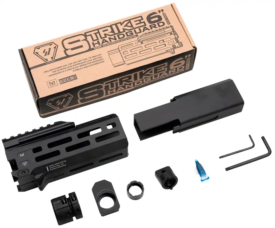 Strike Industries Strike 6" M-Lok Black Aluminum with Faux Suppressor for CZ Scorpion EVO (7.72" Barrel Length)