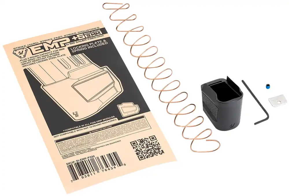 Strike Industries Enhanced Magazine Plate Extended +5rd 9mm Luger Black Polymer for Sig P320