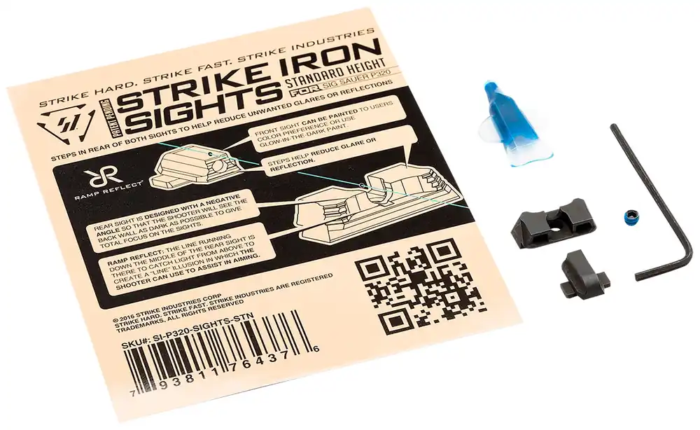 Strike Industries Iron Sights Standard Height Black Stainless Steel Sig P320