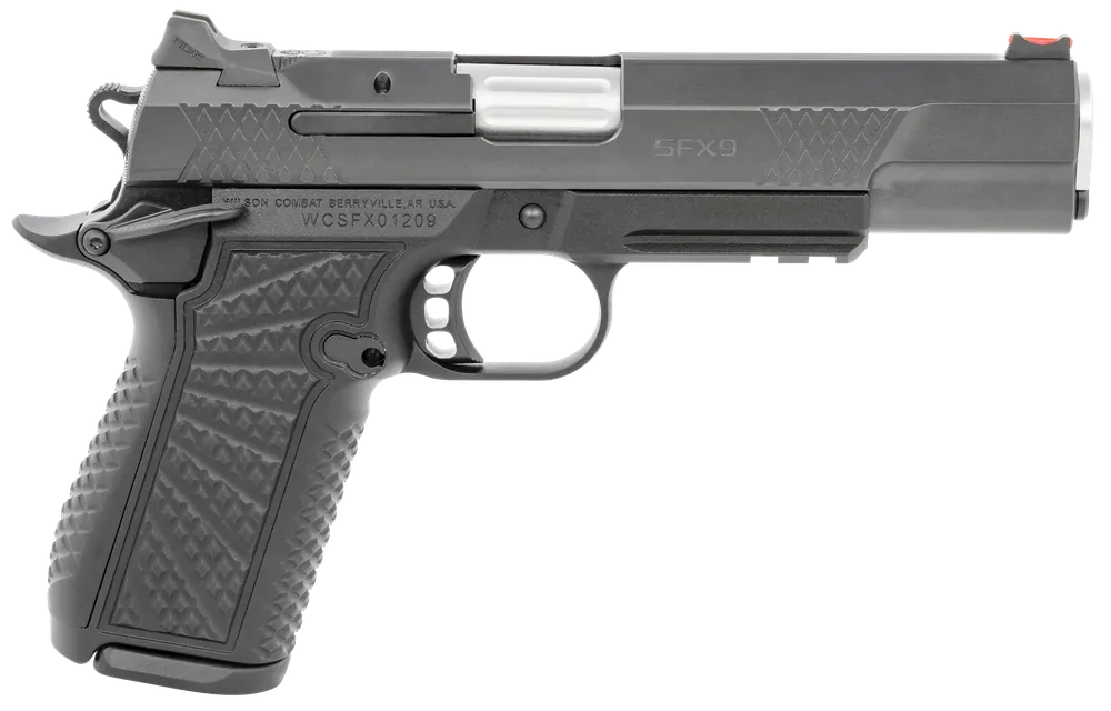Wilson Combat SFX9 9mm 15+1 5" Match Barrel Aluminum Frame SS Slide Fiber Optic Front Sight Ambi Thumb Safety Rail SFX9FSR5A