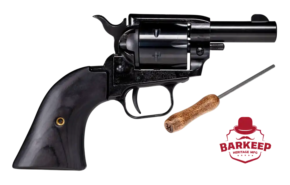 Heritage Mfg BK22B3-BBK Barkeep 22 LR Caliber with 3.60" Black Oxide Finish Barrel, 6rd Capacity Black Oxide Finish Cylinder, Black Finish Zamak Frame & Black Laminate Wood Grip