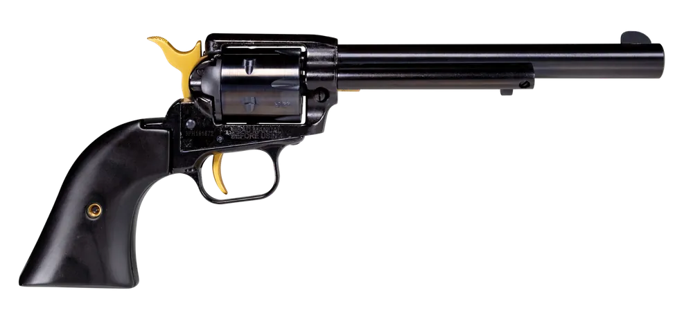 Heritage Mfg RR22B4-GLD Rough Rider 22 LR 6rd 4.75" Overall Black Oxide Steel with Black Laminate Grip & Gold Accents