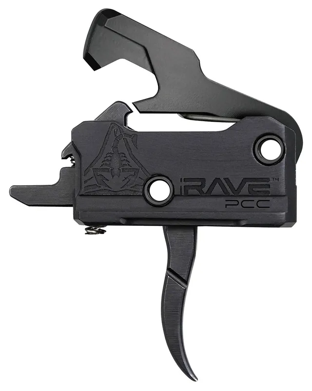 Rise Armament Rave Pistol Caliber Carbine Single-Stage Curved Trigger with 3.50 lbs Draw Weight & Black Nitride Finish for AR-Platform