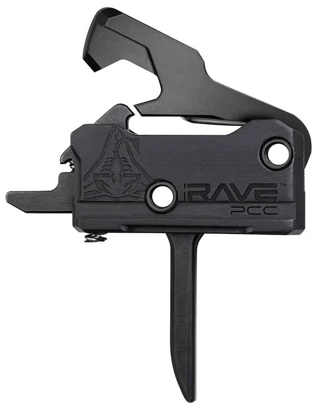 Rise Armament Rave Pistol Caliber Carbine Single-Stage Flat Trigger with 3.50 lbs Draw Weight & Black Nitride Finish for AR-Platform