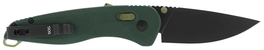 S.O.G Aegis AT 3.13" Folding Drop Point Plain Black TiNi Cryo D2 Steel Blade/Forest w/Moss Accents GRN Handle