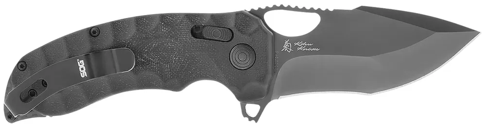 S.O.G Kiku XR LTE 3.02" Folding Tanto Plain Cryo CTS XHP Blade Deep Textured Black Linen Micarta Handle Includes Belt Clip