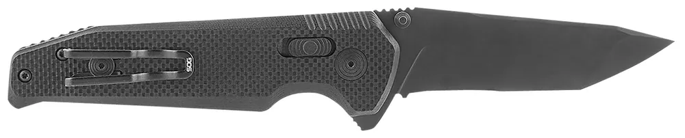S.O.G Vision XR 3.36" Folding Tanto Part Serrated Black TiNi CTS XHP Steel Blade Black G10 Handle