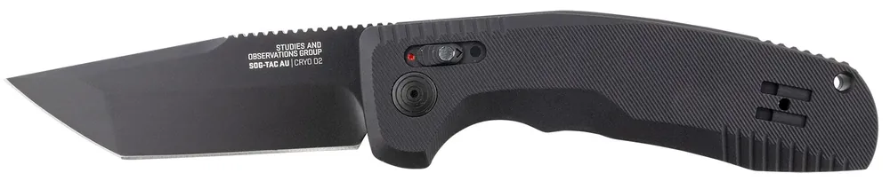 S.O.G Auto 3.43" Folding Tanto Plain Black TiNi Cryo D2 Steel Blade Black Micro-Textured Anodized Aluminum Handle Includes Pocket Clip