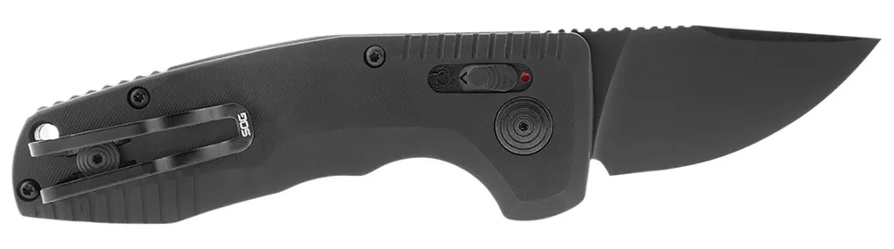 S.O.G TAC Auto Compact *CA 1.96" Folding Straight Back Plain Black TiNi Cryo D2 Steel Blade