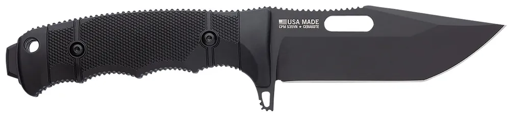 S.O.G Seal FX 4.30" Fixed Tanto Plain Black Cerakote CPM S35VN SS Blade Black GRN/SS Handle Includes Sheath
