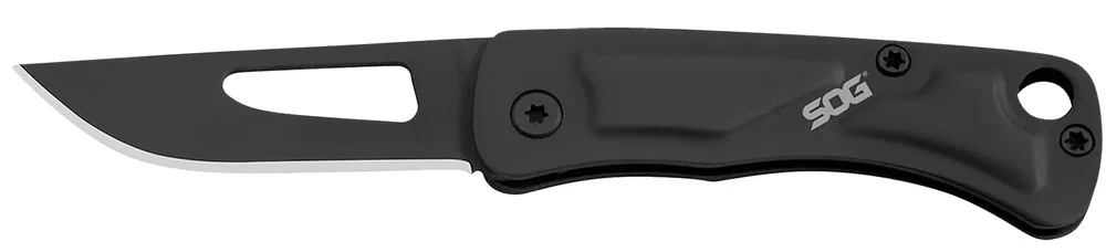 S.O.G Centi I 1.40" Folding Straight Back Plain Black Hardcased Stainless Steel Blade/Black Stainless Steel Handle