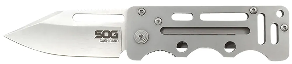 Cash Card 2.75" Folding Clip Point Satin 8Cr13MoV SS Blade/ Silver Skeletonized Stainless Steel Handle