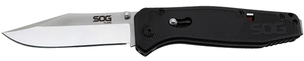 Flare 3.50" Folding Plain Clip Point Satin Polished/Black GRN Handle