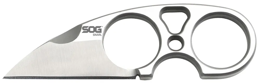 Snarl 2.30" Fixed Plain Sheepsfoot Satin 9Cr18MoV SS Blade/ Silver Stainless Steel Handle