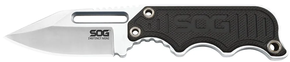 Instinct Mini 1.90" Fixed Clip Point Plain Satin Polished 5Cr15MoV SS Blade Black/Silver G10/SS Handle Includes Lanyard/Sheath