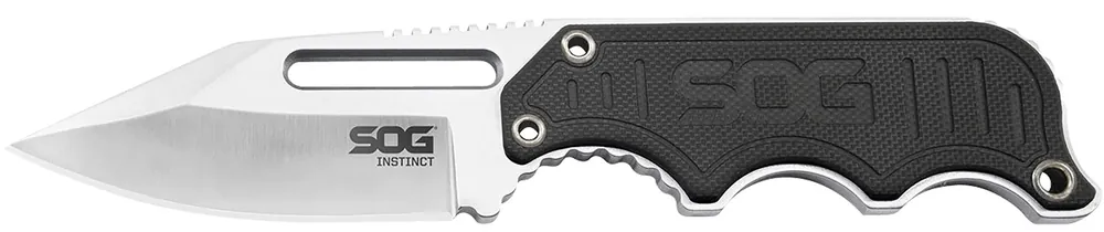 Instinct 2.30" Fixed Clip Point Plain Satin Polished 5Cr15MoV SS Blade Black/Silver G10/SS Handle Includes Sheath