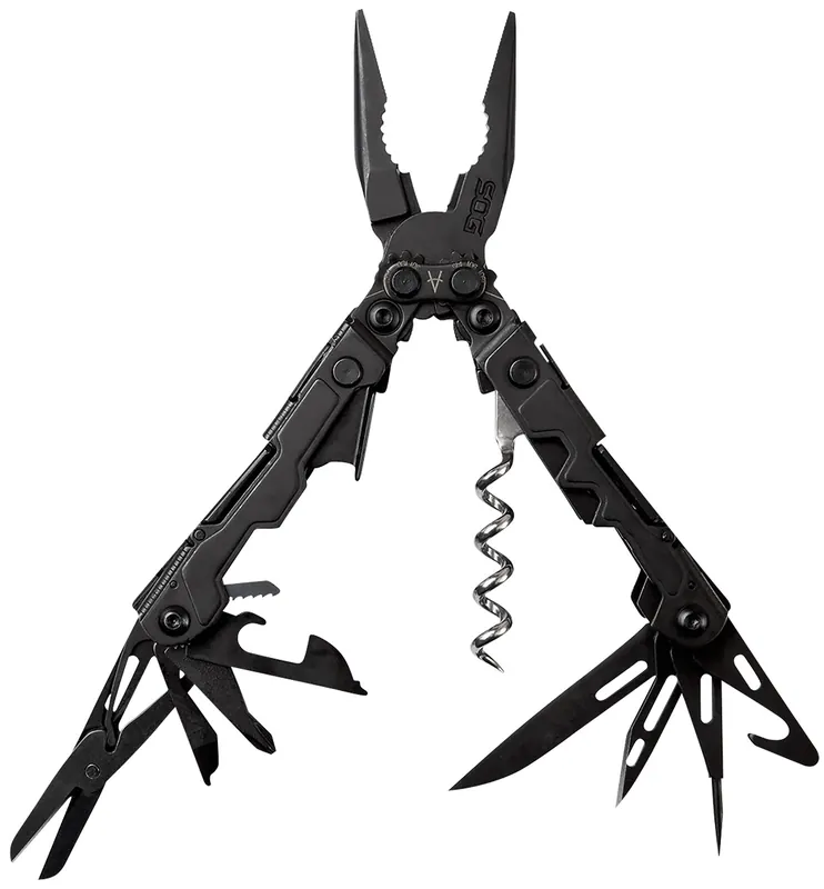 PowerLitre Black Hardcoat Anodized 5Cr15MoV Stainless Steel 5" Long Features 19 Tools